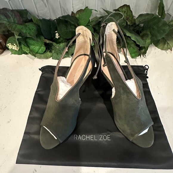 Rachel Zoe Womens Green Suede & Leather Peep-Toe High Heels Size 8 NWOB - Picture 2 of 11